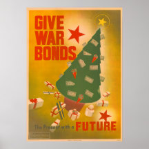 Arte de cartel de campaña de bonos de Navidad vint