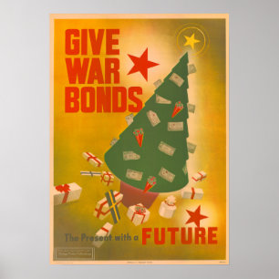 Arte de cartel de campaña de bonos de Navidad vint