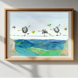 Arte de cartel de contable en cuerda floja equilib