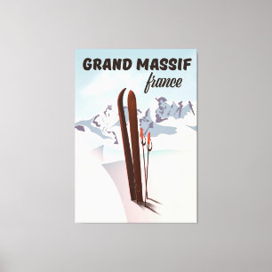 Arte de cartel de esquí del Grand Massif Francia.