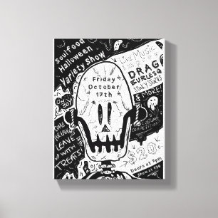 Arte de cartel de ilustración de cráneo de Hallowe