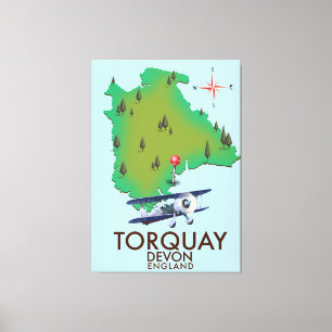 Arte de cartel de mapa antiguo de Torquay Devon.