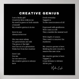 Arte de cartel de pared de poema inspirador Genio 