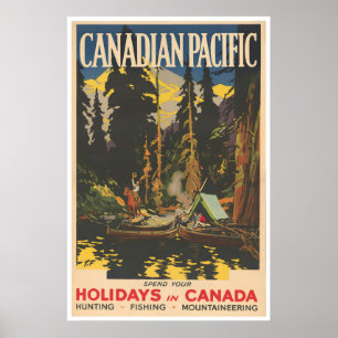 Arte de cartel de pesca en Canadá Impresión de caz