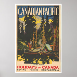 Arte de cartel de pesca en Canadá Impresión de caz