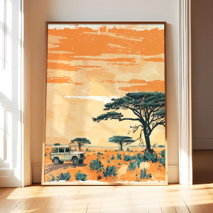 Arte de cartel de safari africano, impresión vinta