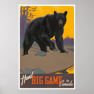 Arte de cartel de viaje a Canadá Caza Impresión De