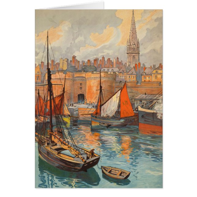 Arte de cartel de viaje antiguo de Saint Malo, Fra (Frente)