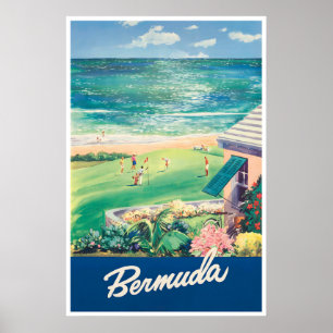 Arte de cartel de viaje de Bermudas Golf Vintage P