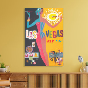 Arte de cartel de viaje de juego de Las Vegas vint