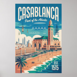 Arte de cartel de viaje retro de Casablanca Marrue
