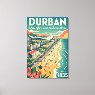 Arte de cartel de viaje retro de Durban Sudáfrica