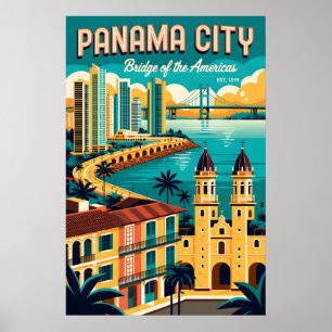 Arte de cartel de viaje retro de la ciudad de Pana