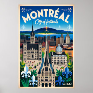 Arte de cartel de viaje retro de Montréal Canadá