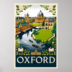 Arte de cartel de viaje retro de Oxford Inglaterra