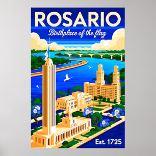 Arte de cartel de viaje retro de Rosario Argentina