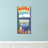 Arte de cartel de viaje vintage de Alaska, paisaje