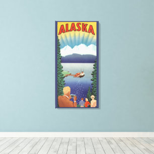 Arte de cartel de viaje vintage de Alaska, paisaje