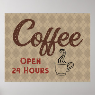 Arte de cartel retro de cafetería