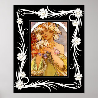 Arte de cartel vintage Alphonse Mucha con marco