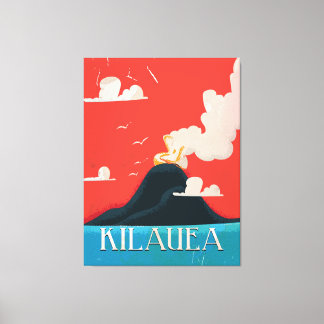 Arte de cartel vintage de vacaciones de Kilauea