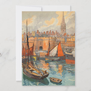 Arte de cartel vintage de viaje a Saint Malo, Fran