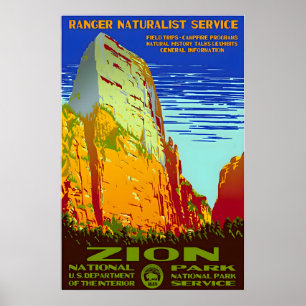 Arte de cartel WPA del Parque Nacional Zion Utah V