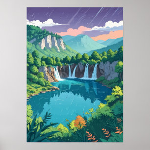 Arte de Cascada de Lagos de Plitvice