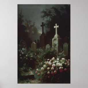 Arte de cementerio gótico, floral de academia oscu