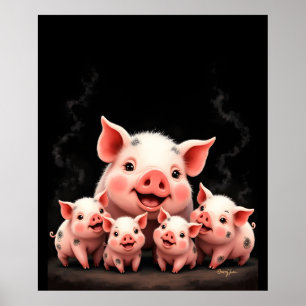 Arte de cerdos – Madre cerda y cerditos
