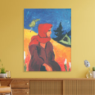 Arte de Chica de Pueblo Modernista Vintage con Pañ