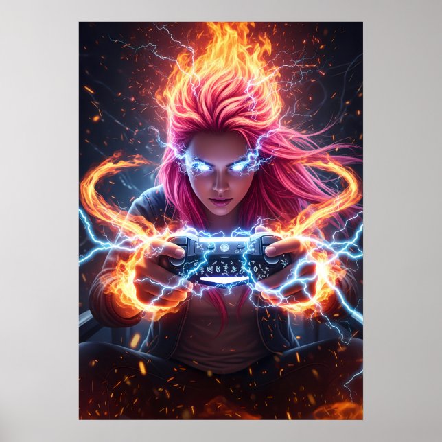 Arte de Chica Gamer Maga Elemental (Frente)