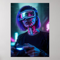 Arte de chica jugadora cyberpunk