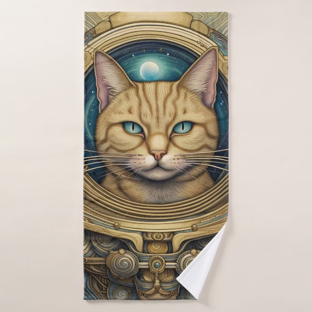 Arte de ciberpunk astronauta al gato (Toalla de baño)