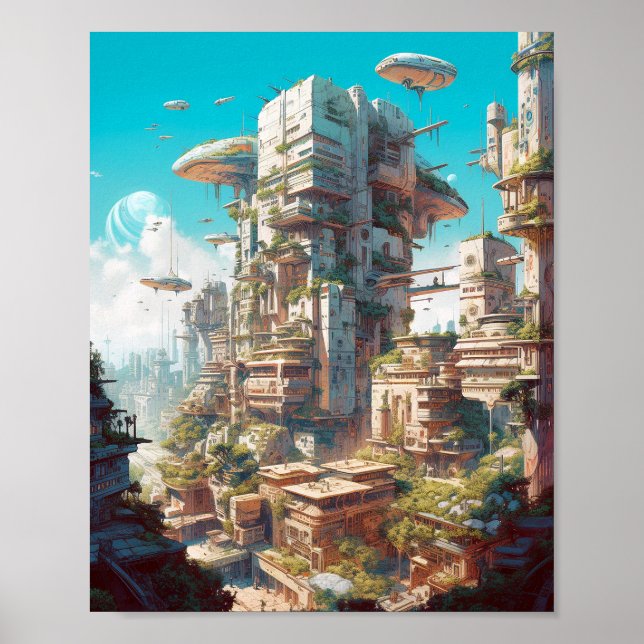 Arte de ciencia ficción de ciudad futurista (Frente)