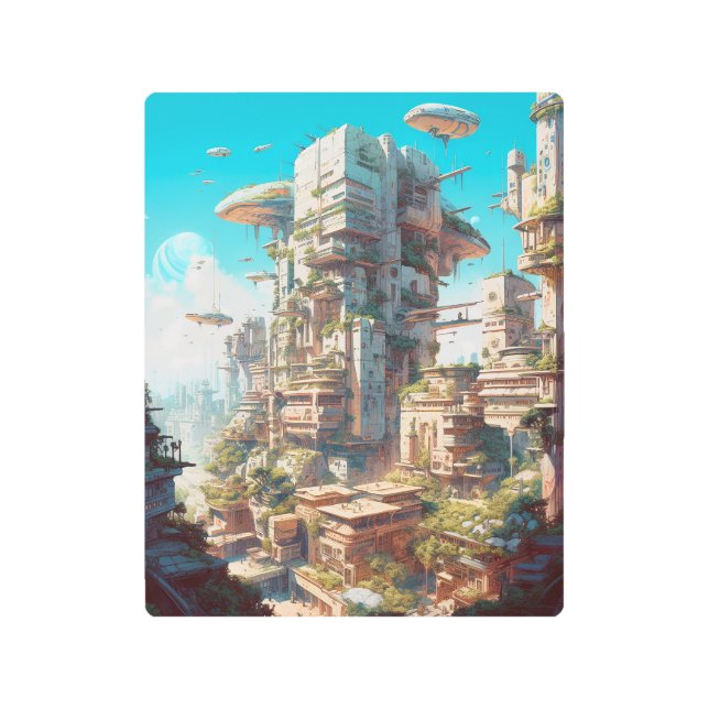 Arte de ciencia ficción de ciudad futurista (Anverso)