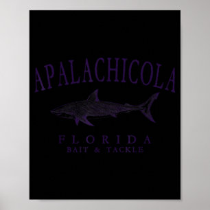 arte de ciruela vintage de tiburón de Apalachicola