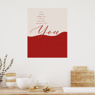 Arte de cita inspiradora en crema y rojo – Pared m