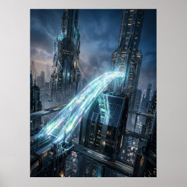 Arte de Ciudad Puente de Energía Futurista