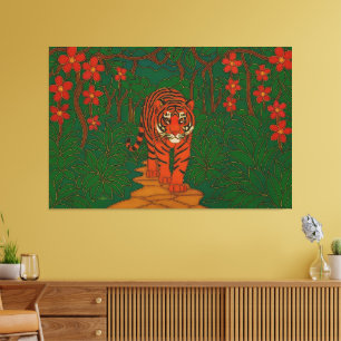 Arte de cloisonne Tigre en el camino de la selva