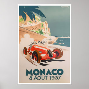 Arte de coche de carreras de cartel retro Viajes R