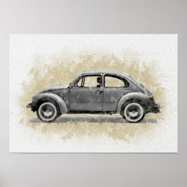 Arte de Coche Retro - Color Gris