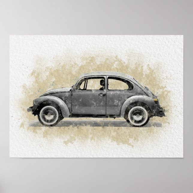 Arte de Coche Retro - Color Gris (Frente)