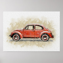 Arte de Coche Retro - Color Rojo
