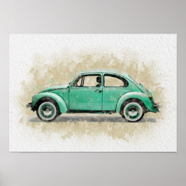 Arte de Coche Retro - Color Verde