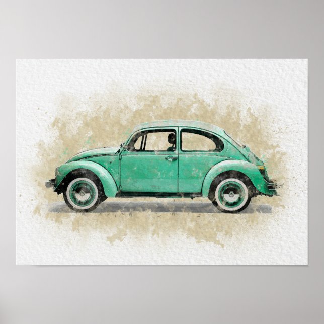 Arte de Coche Retro - Color Verde (Frente)
