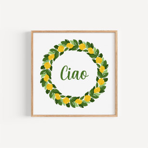 Arte de cocina Corona de limón mediterránea dibuja