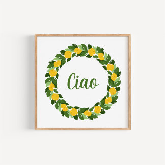 Arte de cocina Corona de limón mediterránea dibuja