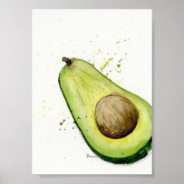 Arte de cocina de aguacate acuarela