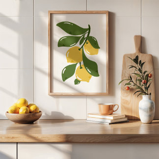 Arte de cocina de rama de limón coquette dibujada 